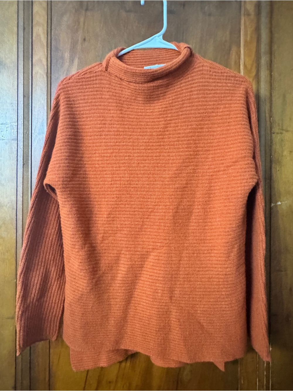 Bartolini Rust Orange Ribbed Mock Neck Sweater
